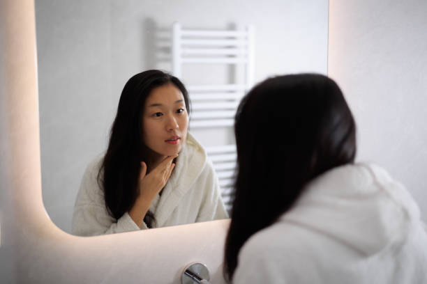 istock Beauty care in bathroom after shower 2021524814