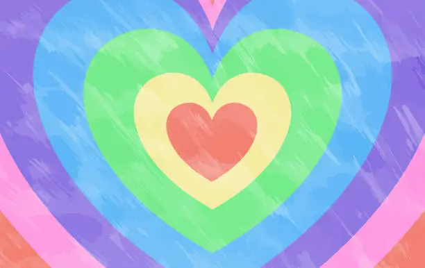 Vector illustration of Rainbow Heart-shaped Tunnel Background