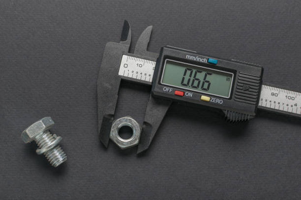 Vernier calliper on blue background.