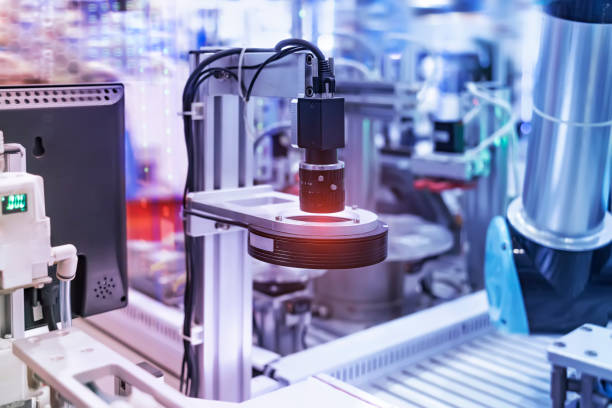 istock smart robot in manufacturing industry for industry 4.0 and technology concept. Robotic vision sensor camera system. 2021670089
