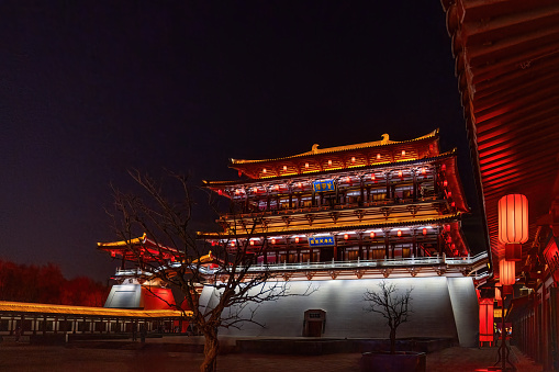 Night view of the Tang Paradise in the Chinese New Year in Xi'an, China