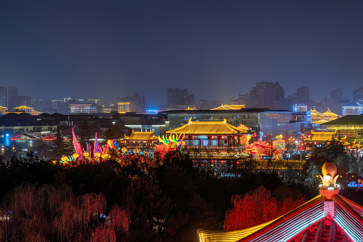 Night view of the Tang Paradise in the Chinese New Year in Xi'an, China