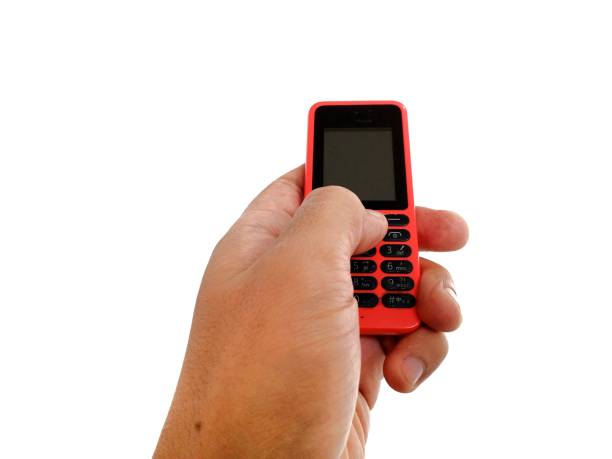 istock Photo with the concept of hand posing using a cellphone on a white background 2021744208