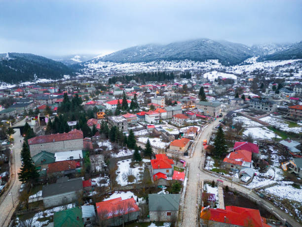 istock Voskopoja, Albanian Village from drone 2021755151