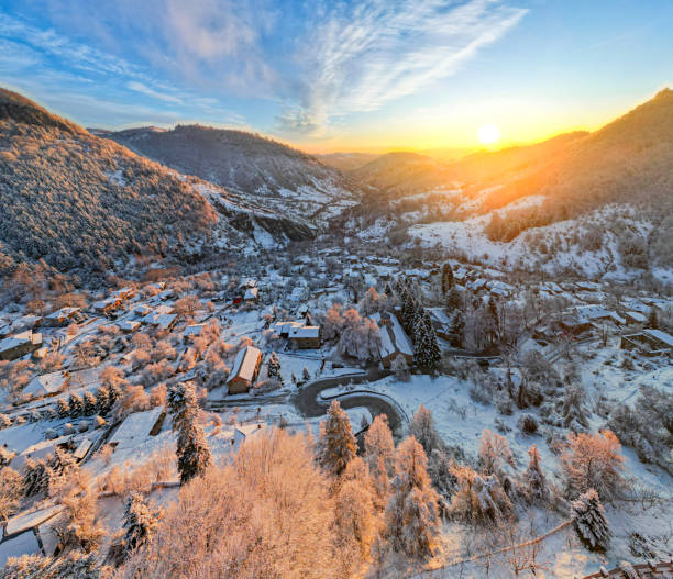 Dardhë, Albanian Village from drone in winter