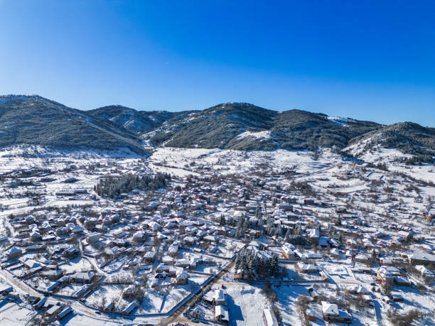 istock Voskopoja in snow from drone 2021757282
