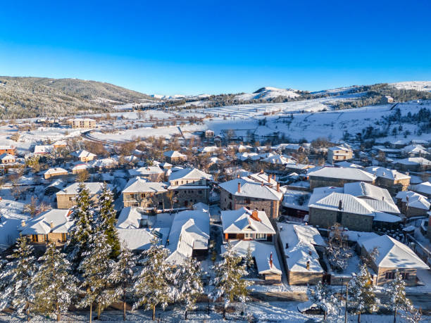 istock Voskopoja in snow from drone 2021757289