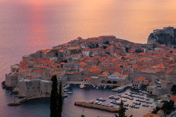istock Beautiful sunset in Dubrovnik, Croatian town 2021777370