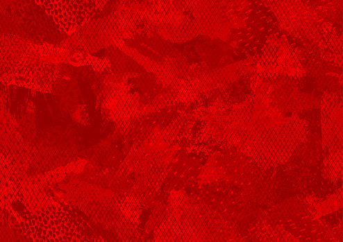 Bright red grunge paint textured camouflage mesh pattern background illustration. Will tile seamlessly