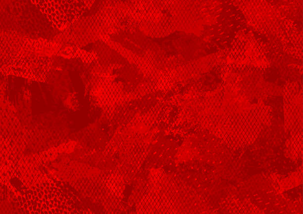 Seamless red grunge texture background vector Bright red grunge paint textured camouflage mesh pattern background illustration. Will tile seamlessly red camouflage pattern stock illustrations