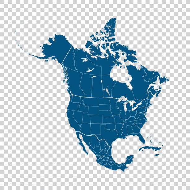 illustrazioni stock, clip art, cartoni animati e icone di tendenza di north america map - america del nord