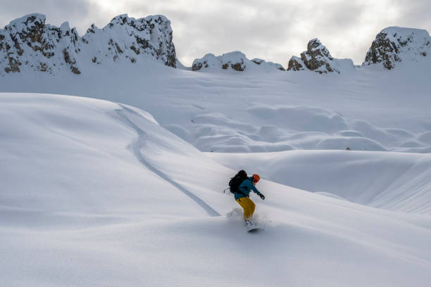 istock Backcountry snowboarder descends mountain 2021831920