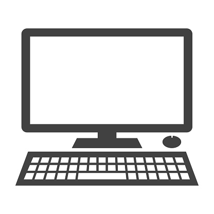 Personal Computer Icon With LCD Monitor, Mouse and Keyboard