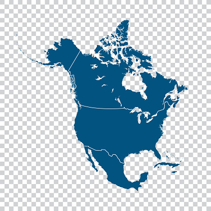 vector of the North America map on transparent background