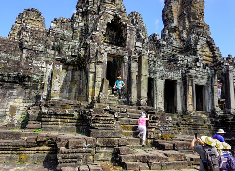 Siem Reap, Cambodia -December 11, 2023 : Angkor Wat temple complex in Cambodia. The largest temple in the world, Bayon temple