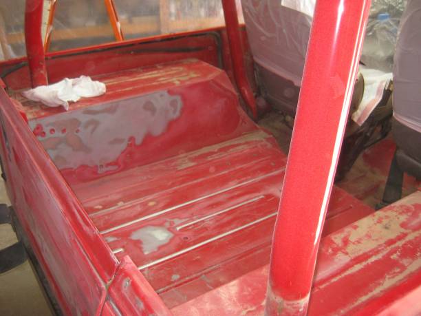istock Auto Body Repair and Repainting Prep Work on Red Vehicle 2021865822