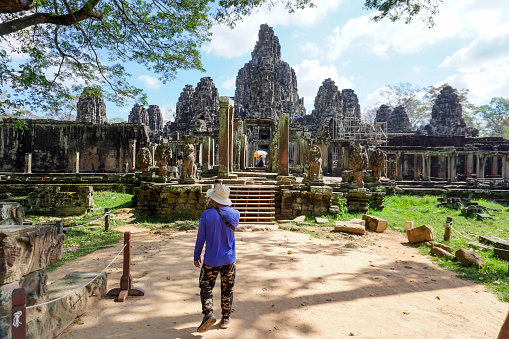 Siem Reap, Cambodia -December 11, 2023 : Angkor Wat temple complex in Cambodia. The largest temple in the world, Bayon temple