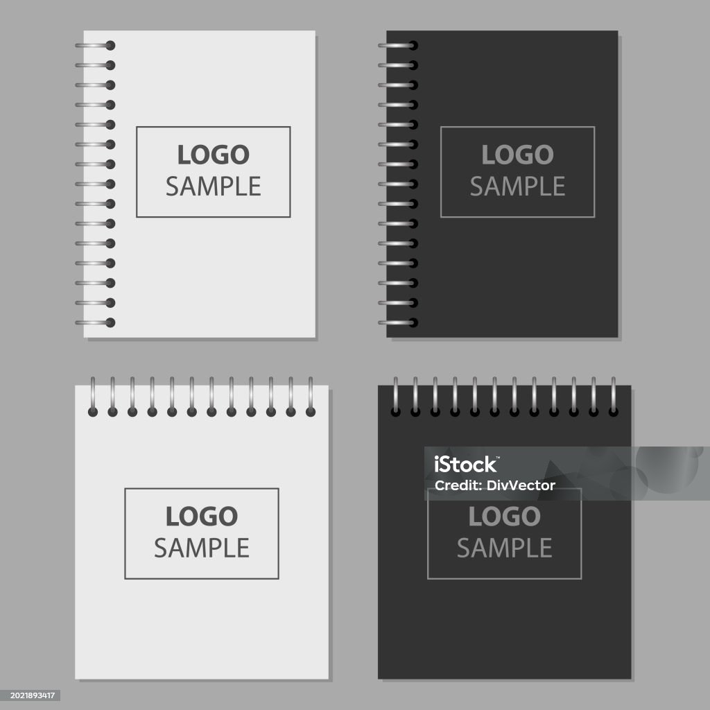 Grey Notebook Vector Realistic Vector Notebook Set Stock Illustration - Download Image Now ...