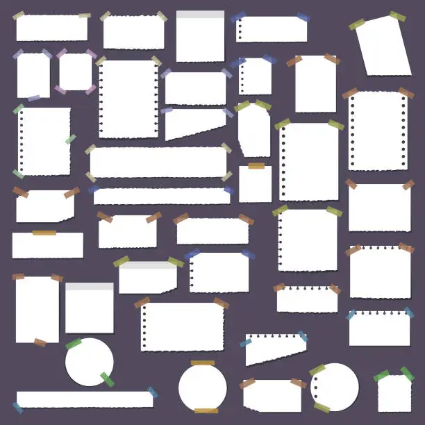 Vector illustration of Collection of torn paper sheets vector set