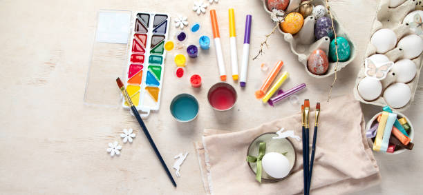 istock DIY Easter egg painting. Holidays and creativity. Tradition concept 2021954434