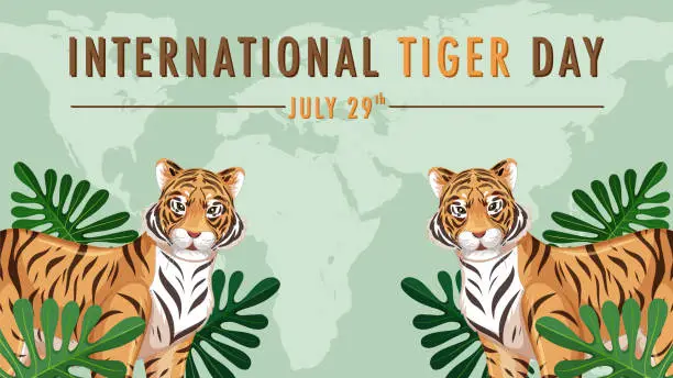 Vector illustration of Vector graphic of tigers for International Tiger Day