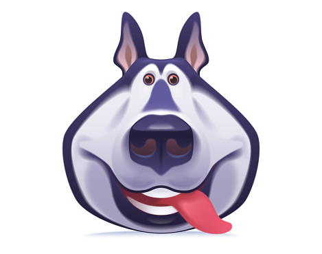 vector illustration of husky dog sticking out tongue icon