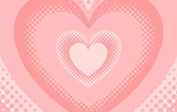 Vector illustration of Pink with Dot Pattern Heart-shaped Tunnel Background