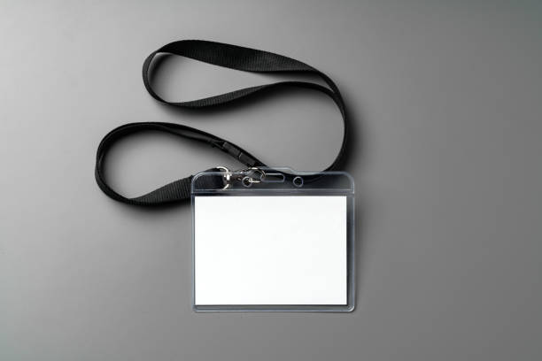 istock Blank nametag on gray background copy space 2022034551