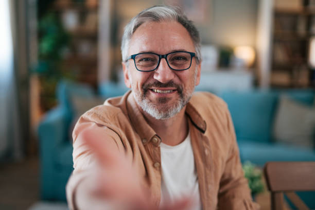 istock Close-up portrait of a mature man explaining something. 2022102094