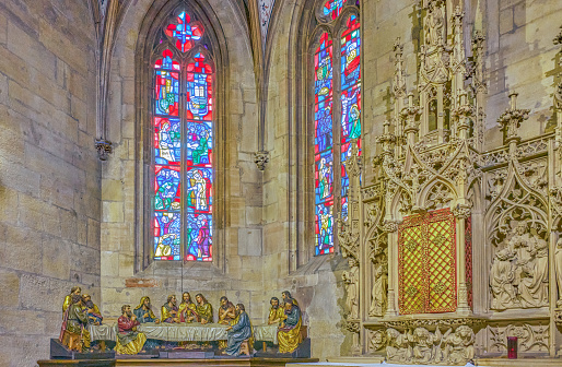 Saint Etienne du Mont church indoor, in Paris 5, in quartier Latin, near Panthéon.  France.