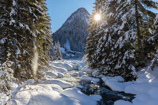Winter landscape in the Valtellina Orobie park