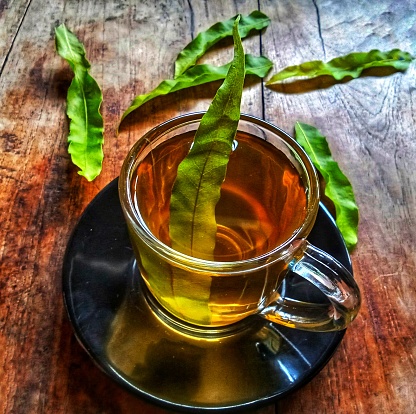 Herbal tea from boiled herbal leaves