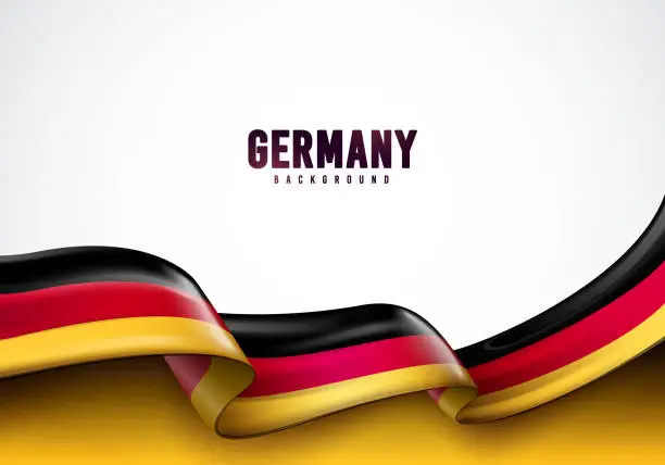 Vector illustration of Waving Ribbon With German Flag. Germany Style Background