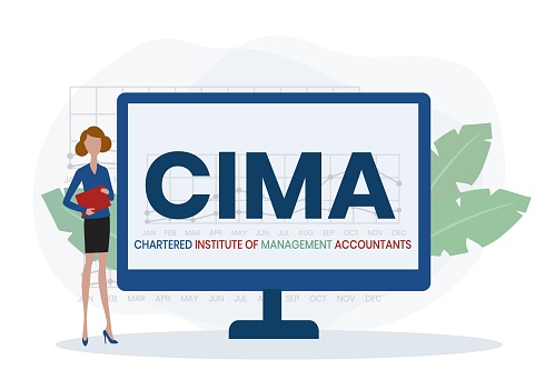 CIMA - Chartered Institute of Management Accountants acronym. business concept background. Vector illustration for website banner, marketing materials, business presentation