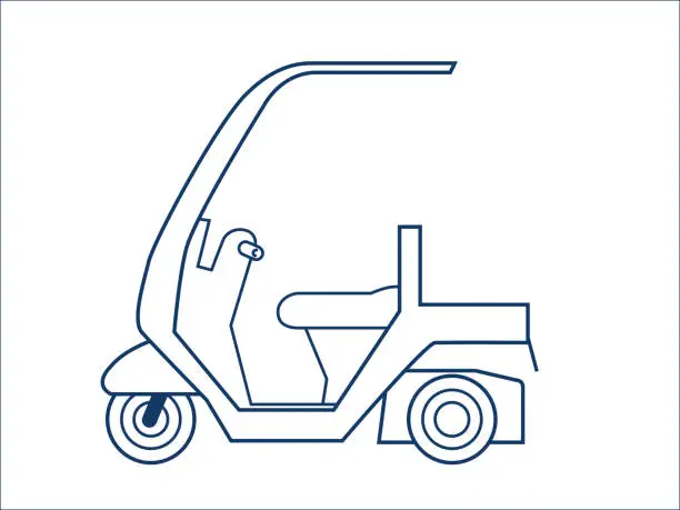 Vector illustration of Scooter with roof - Simple deformed cute car icons, illustrations, and pictograms.