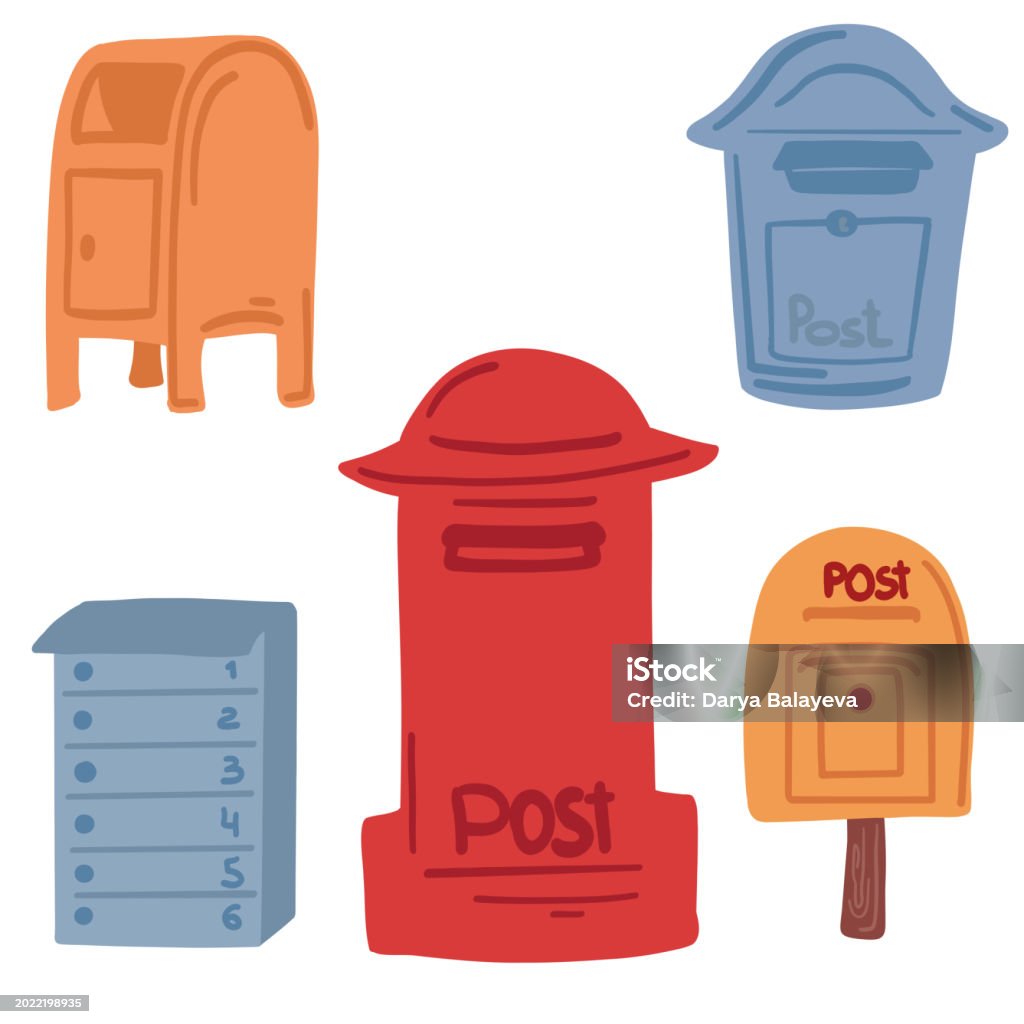 Different Mailbox Types Different Types Flat Design Mailboxes Stock Illustration - Download ...