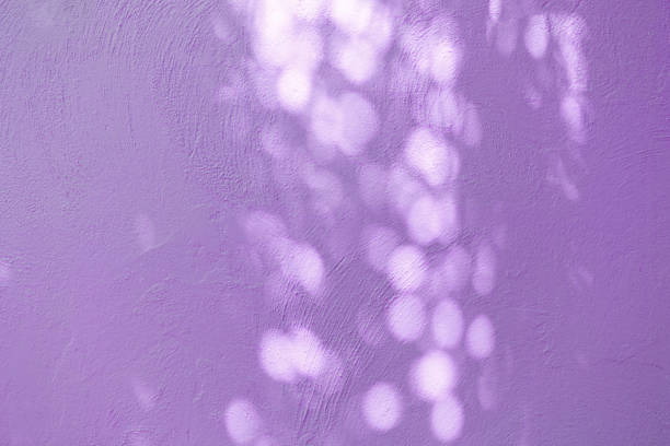 Purple cement wall under the shade, morning light shade on blank purple wall, light bokeh on purple cement wall
