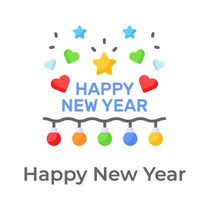 Happy new year celebration vector design, ready to us modern icon