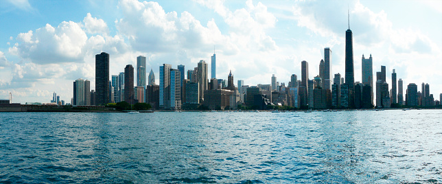 View of the city of Chicago from Lake Michigan, Illinois - United States.
