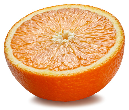 Orange fruit. Orange half isolated on white background. Orange with clipping path.