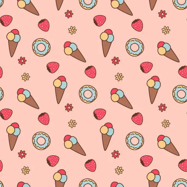 Vector illustration of doodle sweets pattern