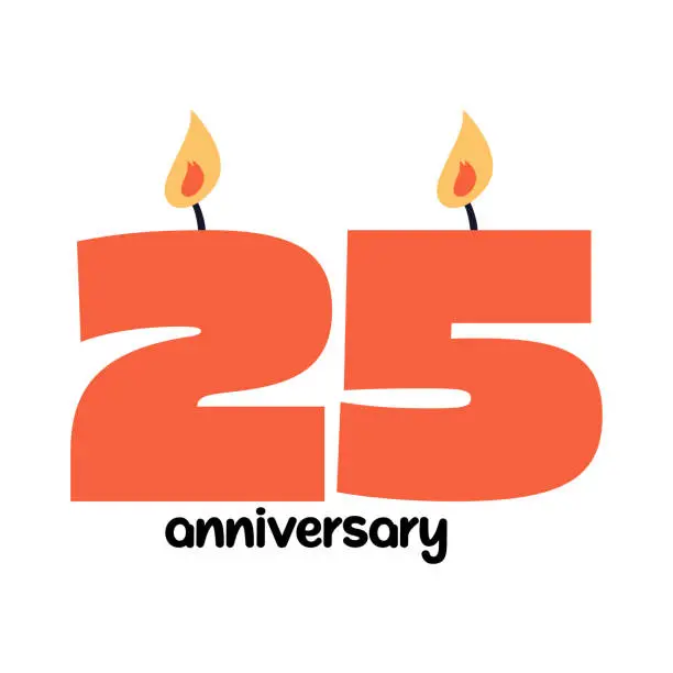 Vector illustration of 25 Years Anniversary Vector Template Design Illustration for Greeting Card, Poster, Brochure, Web Banner etc.