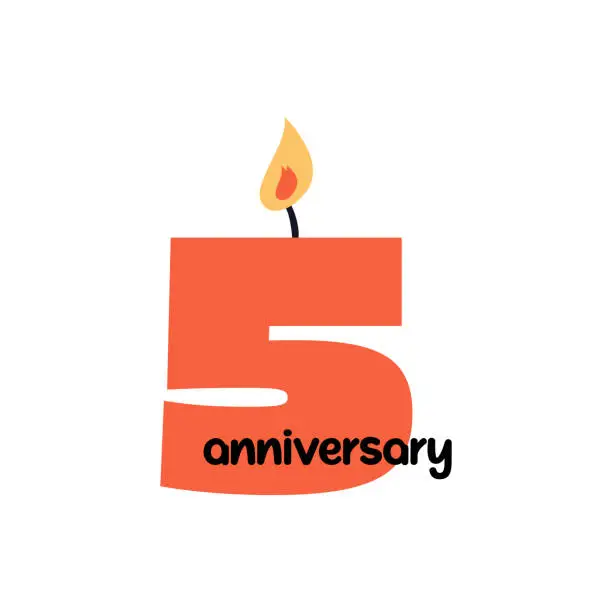 Vector illustration of 5 Years Anniversary Vector Template Design Illustration for Greeting Card, Poster, Brochure, Web Banner etc.