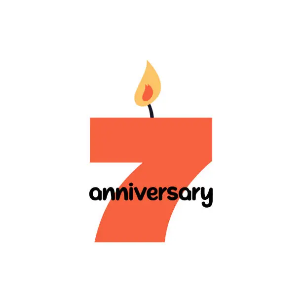 Vector illustration of 7 Years Anniversary Vector Template Design Illustration for Greeting Card, Poster, Brochure, Web Banner etc.