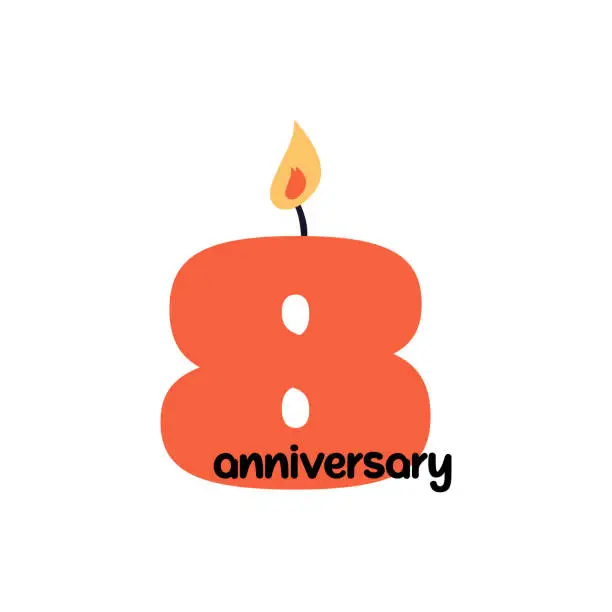 Vector illustration of 8 Years Anniversary Vector Template Design Illustration for Greeting Card, Poster, Brochure, Web Banner etc.