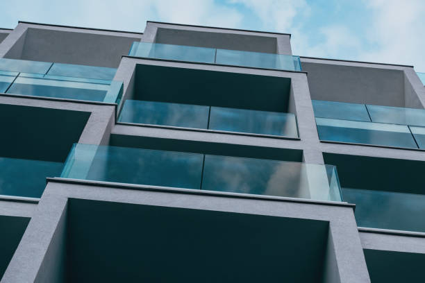 istock Modern timeshare condominium building with luxury apartments, low angle view 2022312013