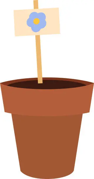 Vector illustration of Flower seeds planting in pot in white background