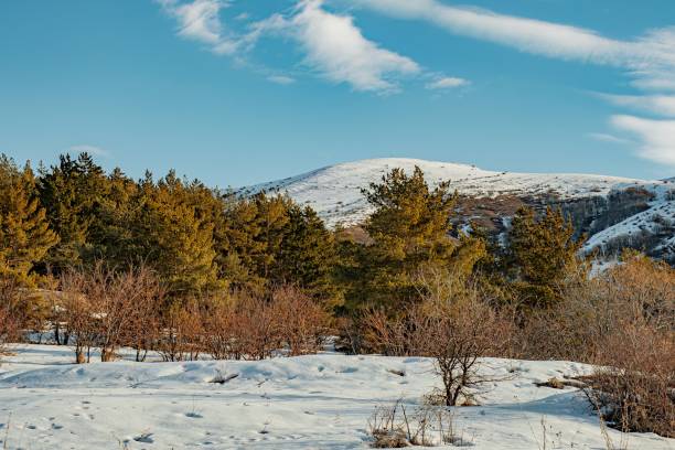istock hiking to mountains in winter 2022359908