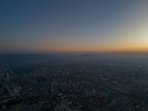 Aerial Photo stock of Modern Cities at Dawn