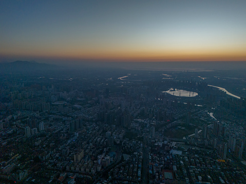 Aerial Photo stock of Modern Cities at Dawn